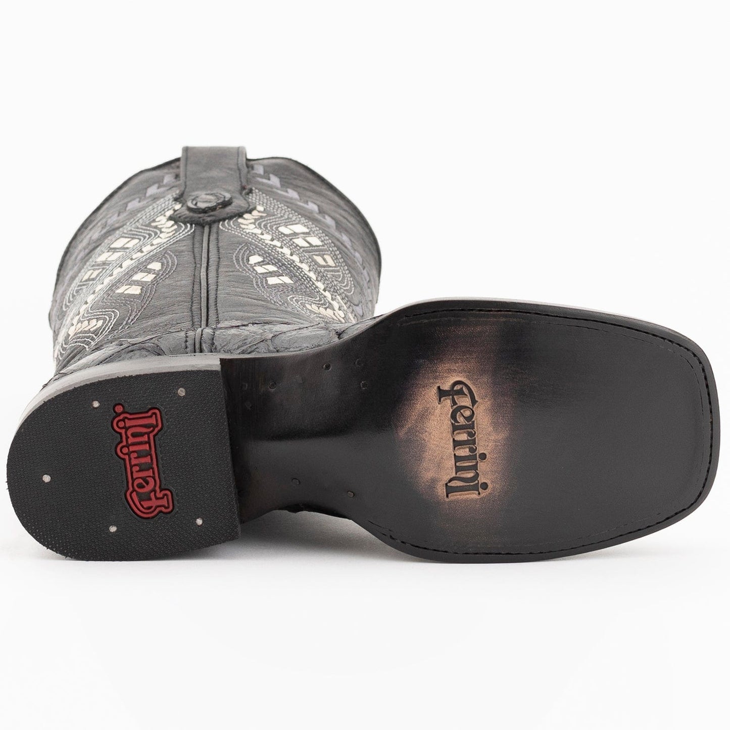 Ferrini Boots Boots Ferrini Women's Bronco Square Toe Boots Pirarucu Fish Print - Black 9339304