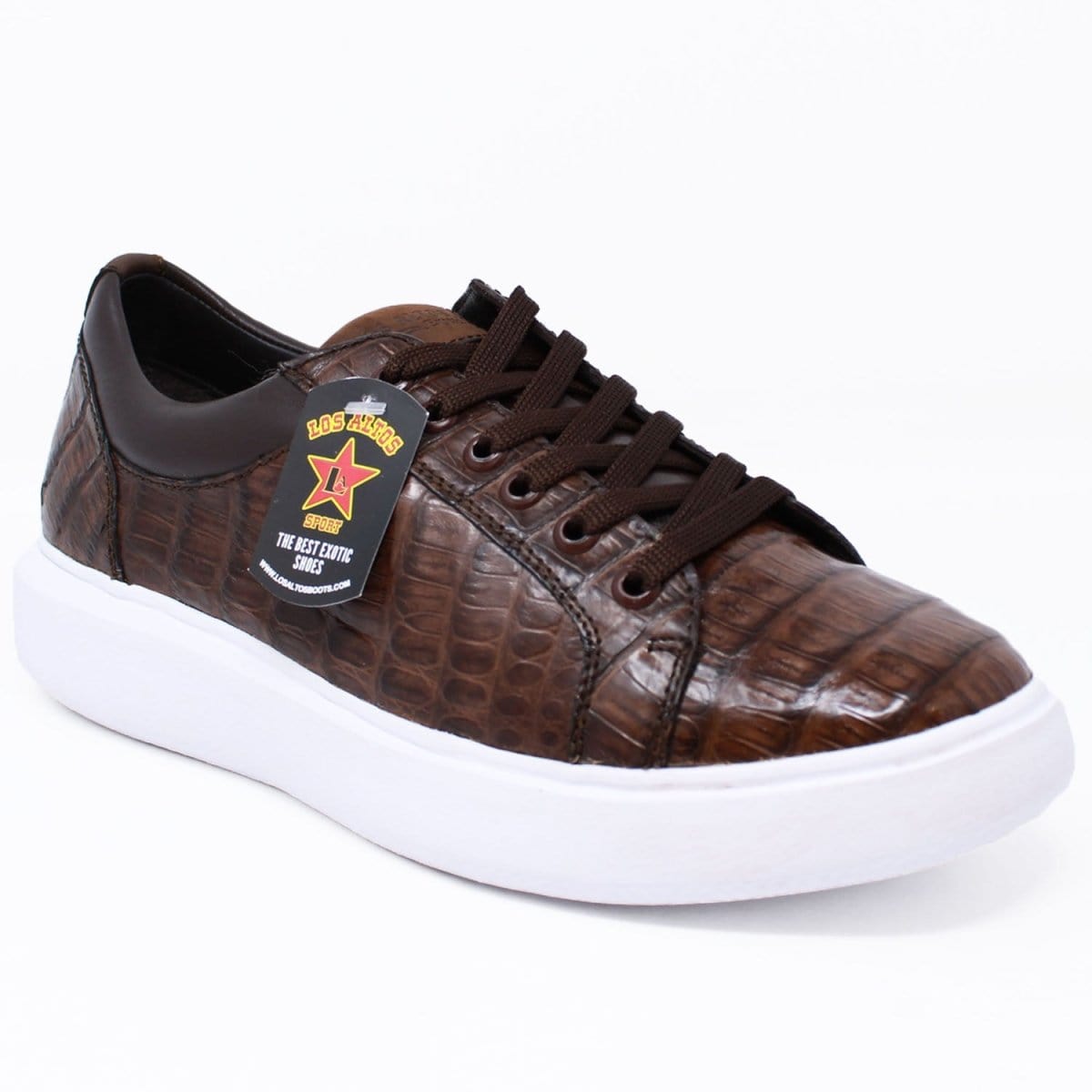 Los Altos Boots Shoes Brown / 6 Men's Genuine Full Caiman Belly Skin Sneakers - Black LAB-ZSM0282