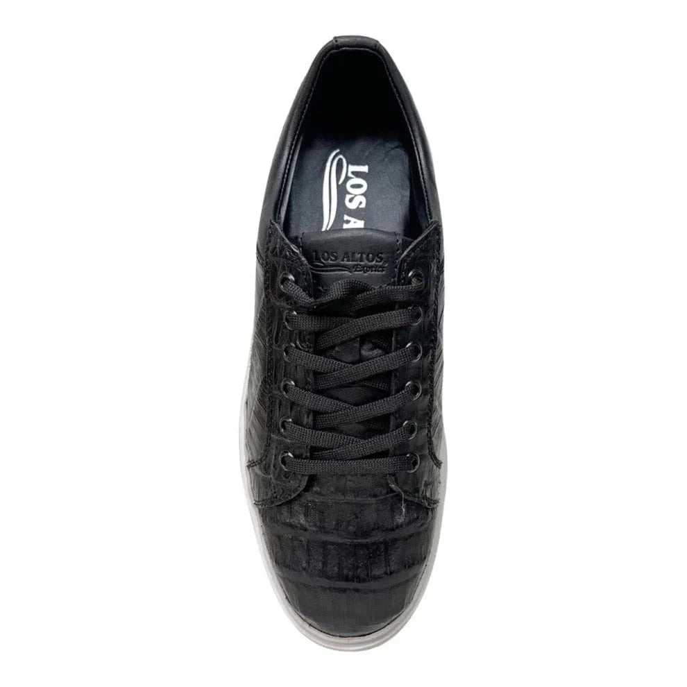 Los Altos Boots Shoes Men's Genuine Full Caiman Belly Skin Sneakers - Black LAB-ZSM0282