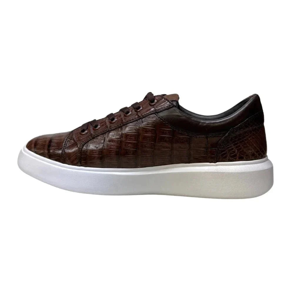 Los Altos Boots Shoes Men's Genuine Full Caiman Belly Skin Sneakers - Black LAB-ZSM0282