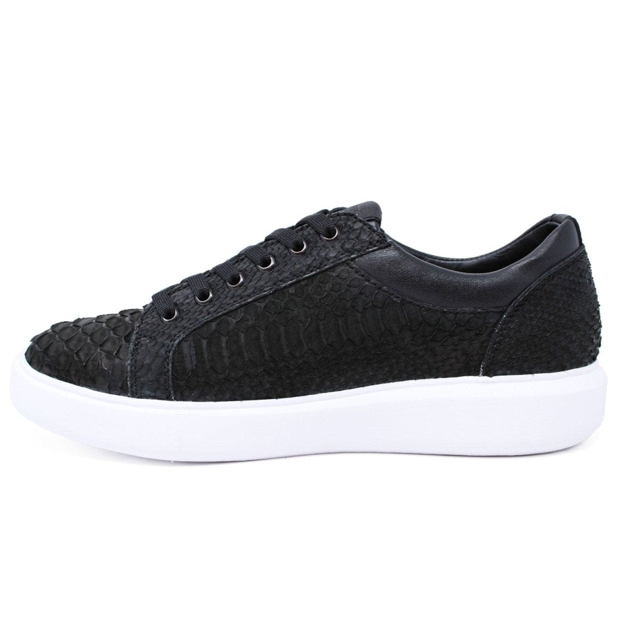 Los Altos Boots Shoes Men's Genuine Full Python Skin Sneakers - Black LAB-ZSM025705