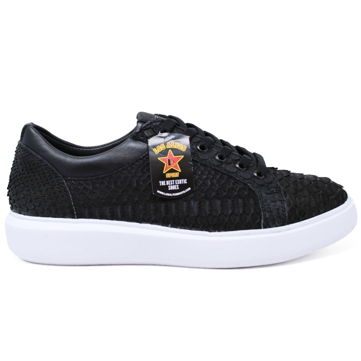 Los Altos Boots Shoes Men's Genuine Full Python Skin Sneakers - Black LAB-ZSM025705