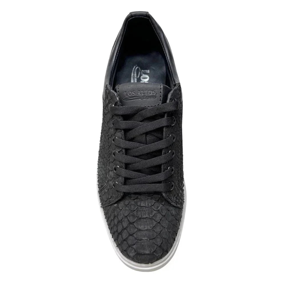 Los Altos Boots Shoes Men's Genuine Full Python Skin Sneakers - Black LAB-ZSM025705