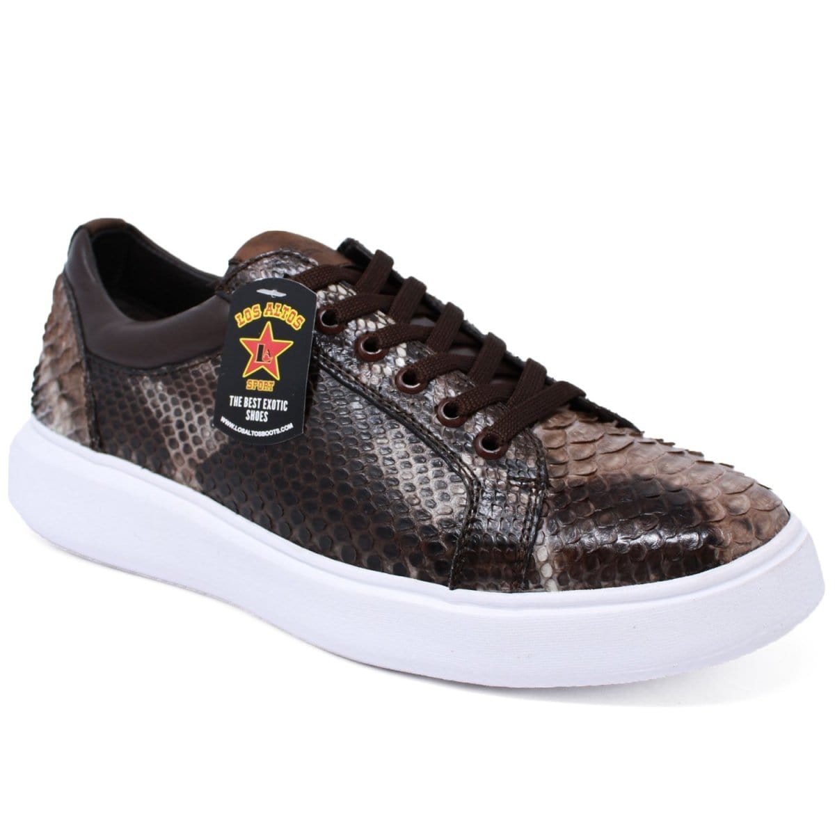 Los Altos Boots Shoes Men's Genuine Full Python Skin Sneakers - Rustic Brown LAB-ZSM025785