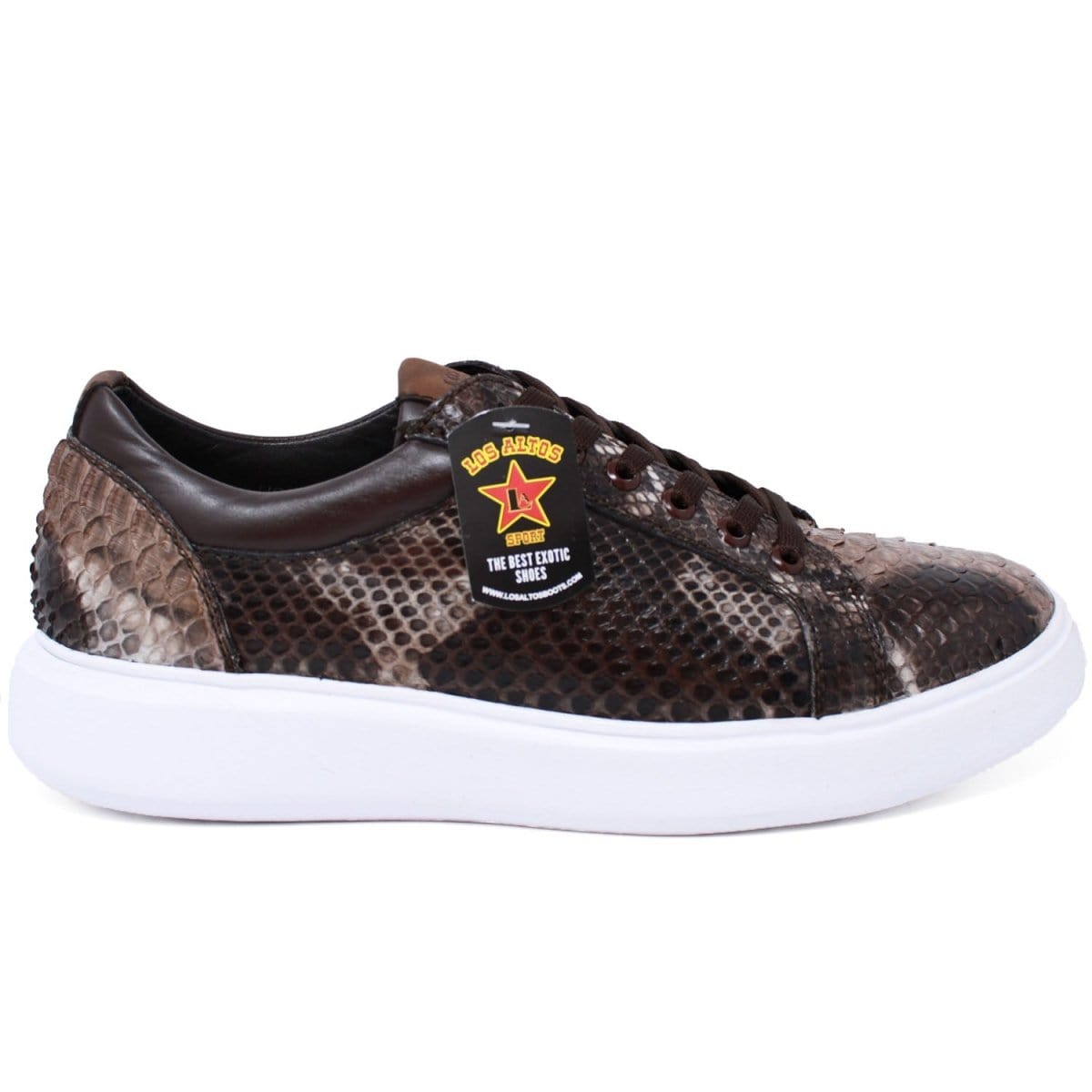 Los Altos Boots Shoes Men's Genuine Full Python Skin Sneakers - Rustic Brown LAB-ZSM025785