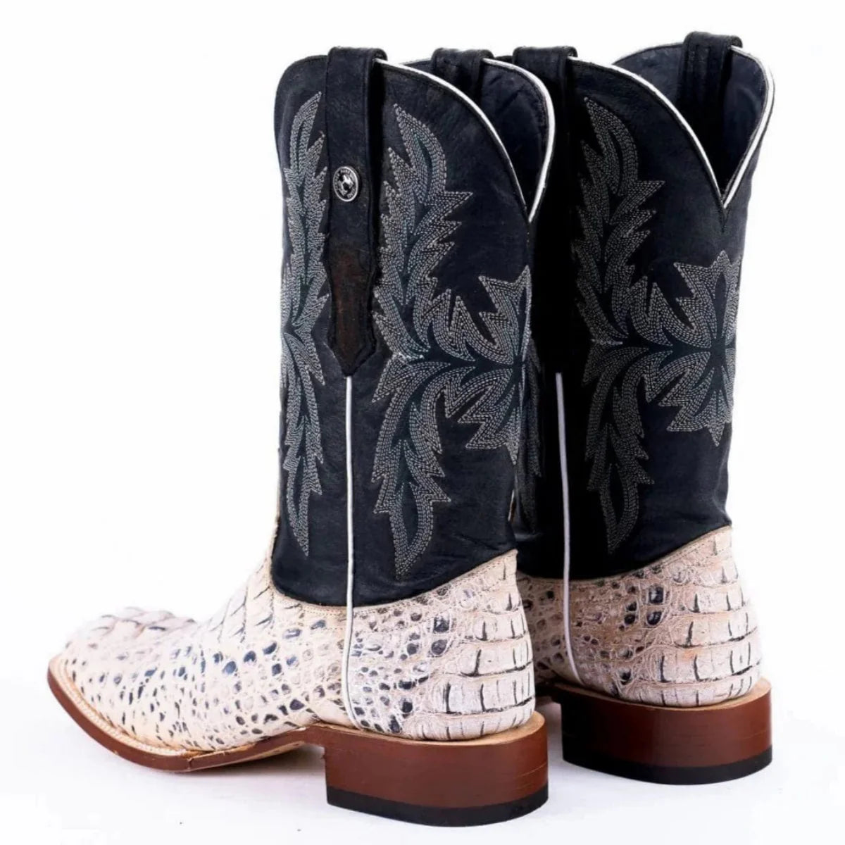 Tanner Mark Boots Boots Tanner Mark Men's Print Caiman Hornback Square Toe Boots Natural TM205573