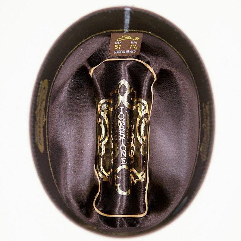 Tombstone Sombrero Sombrero Tombstone 100X Horma Sinaloa con Plumas Ala 3 1/2"