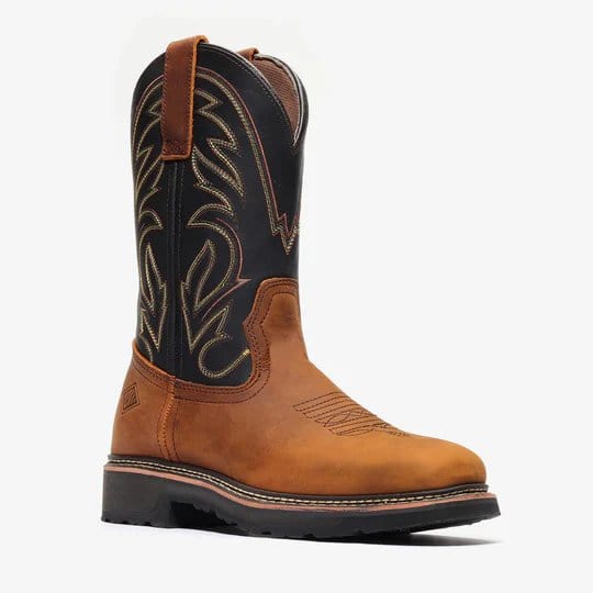 Bonanza Boots Boots 6 / black-crazy-brown Bonanza Rancher Grit 12&quot; Square Toe Wellington Boots BA-172