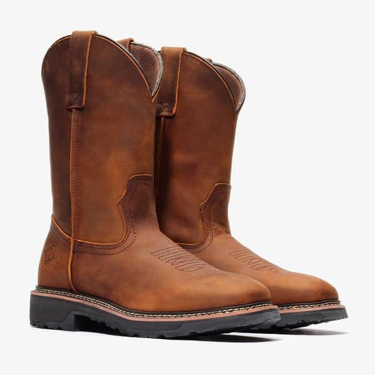 Bonanza Boots Boots Bonanza Rancher Grit 12&quot; Square Toe Wellington Boots - Crazy Brown