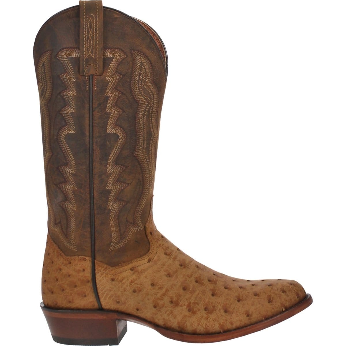 Dan Post Boots Boots Dan Post Men&#39;s Gehrig Full Quill Ostrich Round Toe Boots - Saddle