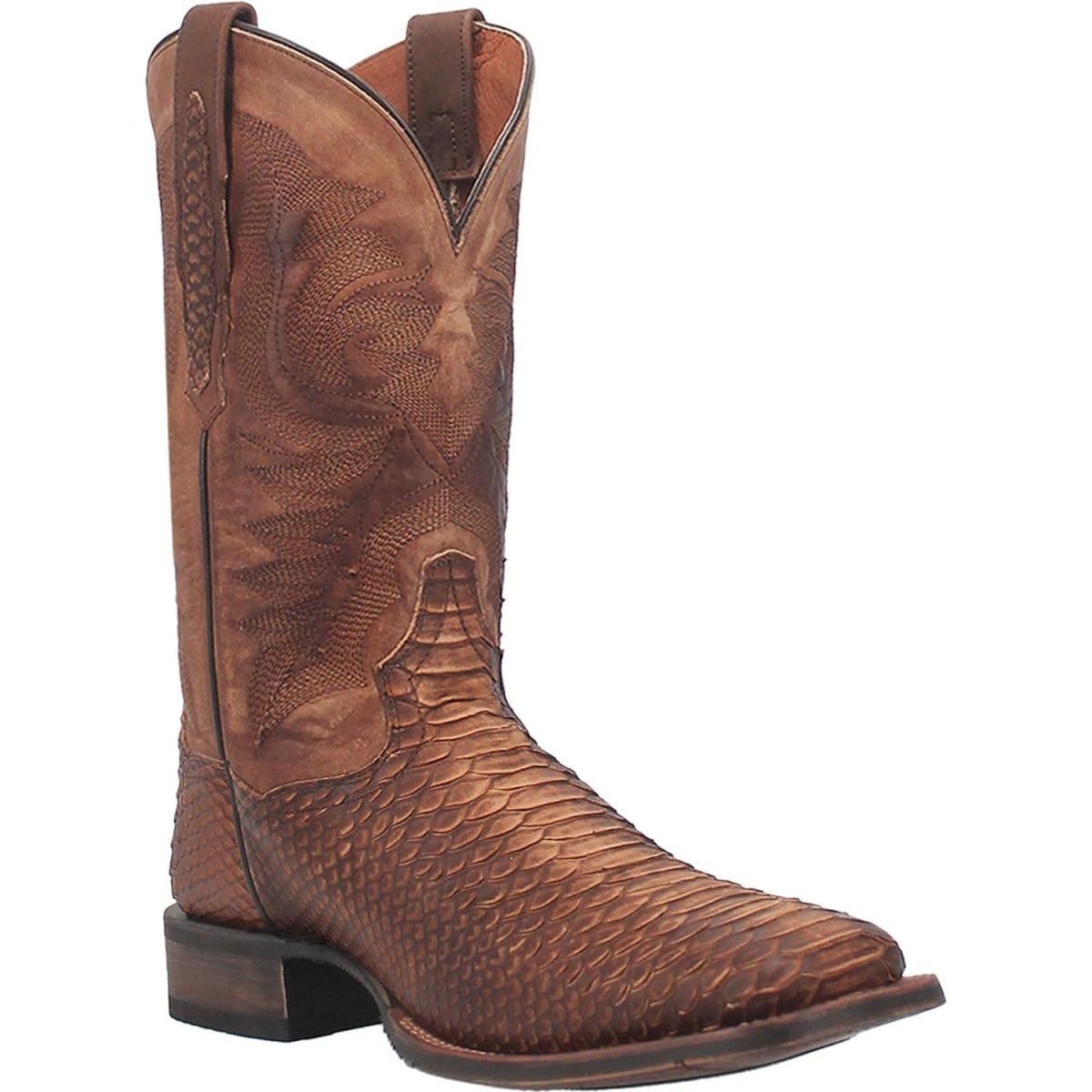 Dan Post Boots Boots Dan Post Men&#39;s KA Python Print Leather Square Toe Boots - Brown