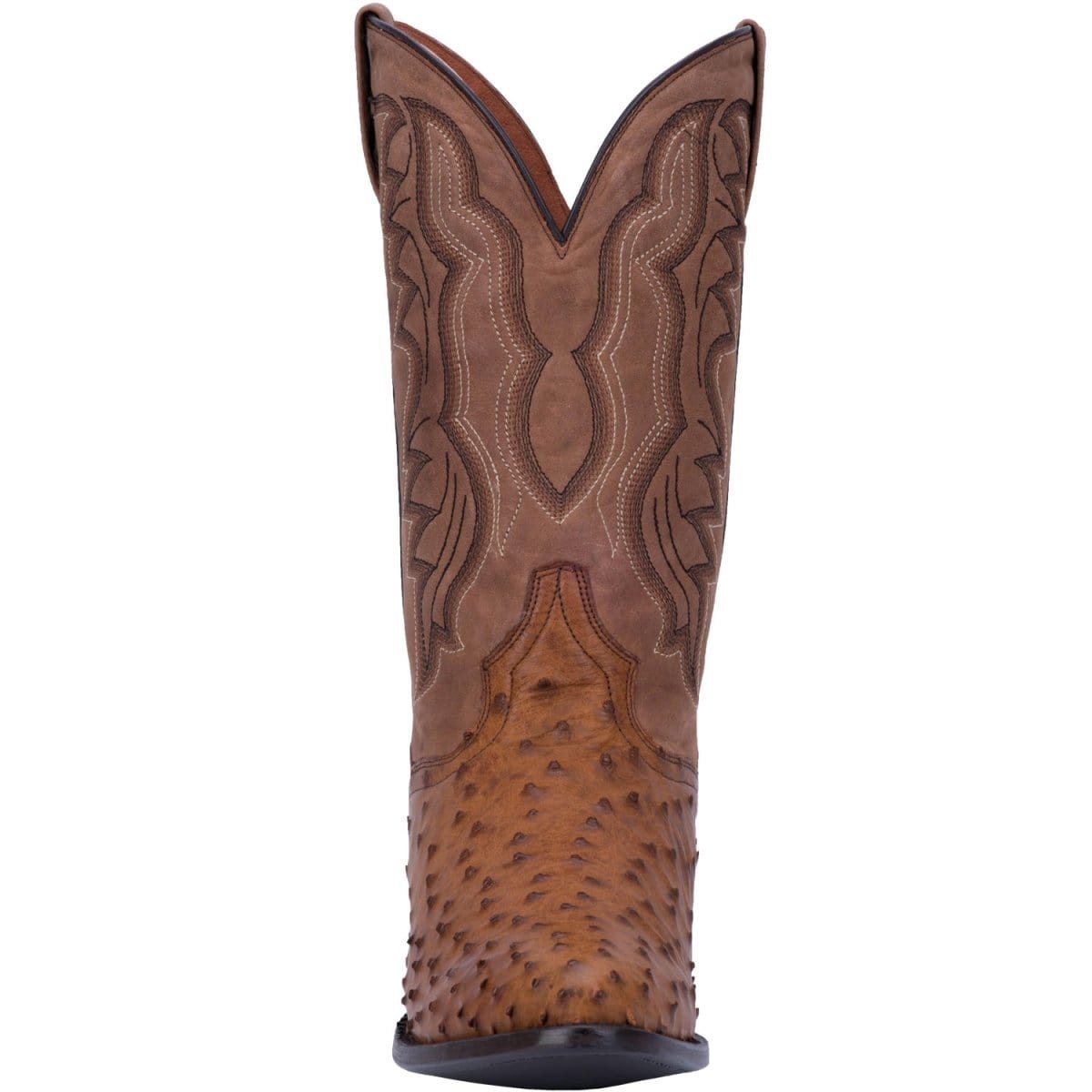 Dan Post Boots Boots Dan Post Men&#39;s Tempe Full Quill Ostrich Round Toe Boots - Saddlebrown