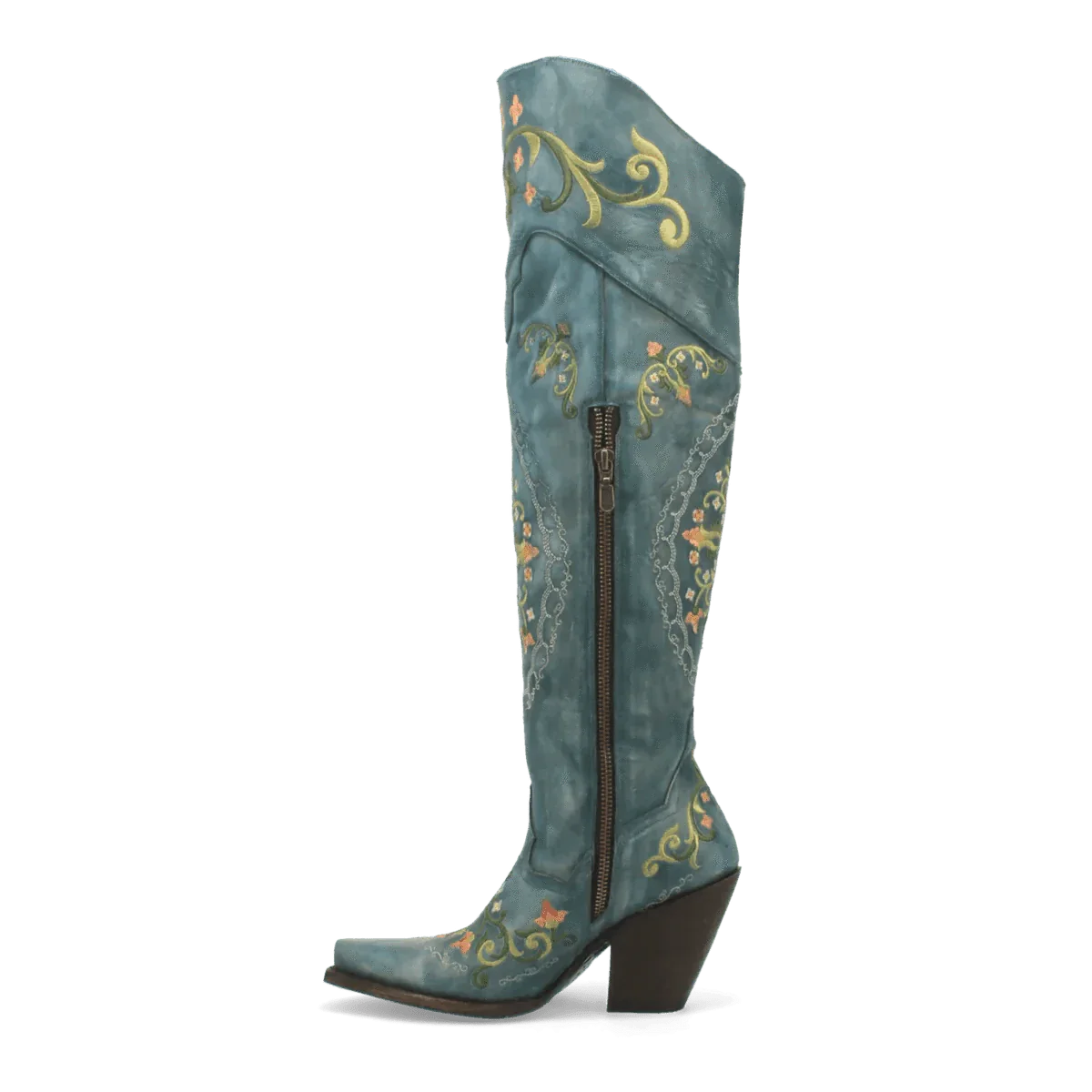 Dan Post Boots Boots Dan Post Women&#39;s Flower Child Snip Toe Leather Tall Boots - Turquoise DP3271