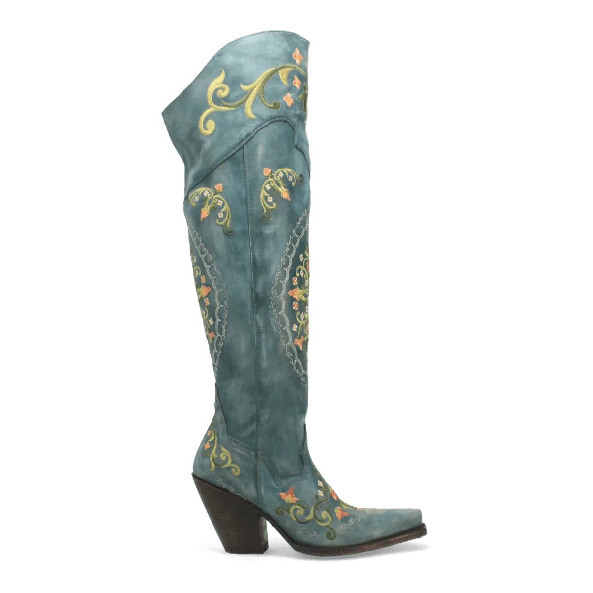 Dan Post Boots Boots Dan Post Women&#39;s Flower Child Snip Toe Leather Tall Boots - Turquoise DP3271