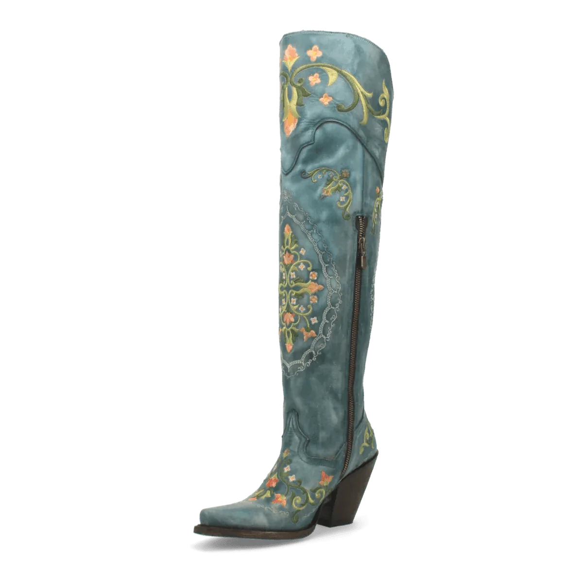 Dan Post Boots Boots Dan Post Women&#39;s Flower Child Snip Toe Leather Tall Boots - Turquoise DP3271