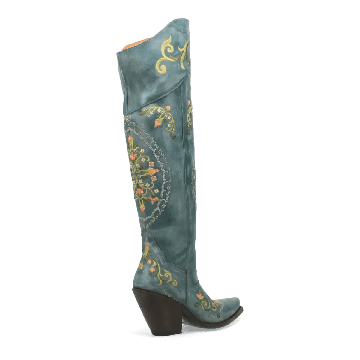 Dan Post Boots Boots Dan Post Women&#39;s Flower Child Snip Toe Leather Tall Boots - Turquoise DP3271