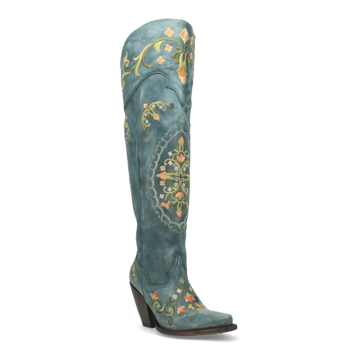 Dan Post Boots Boots Turquoise / 6 Dan Post Women&#39;s Flower Child Snip Toe Leather Tall Boots - Turquoise DP3271