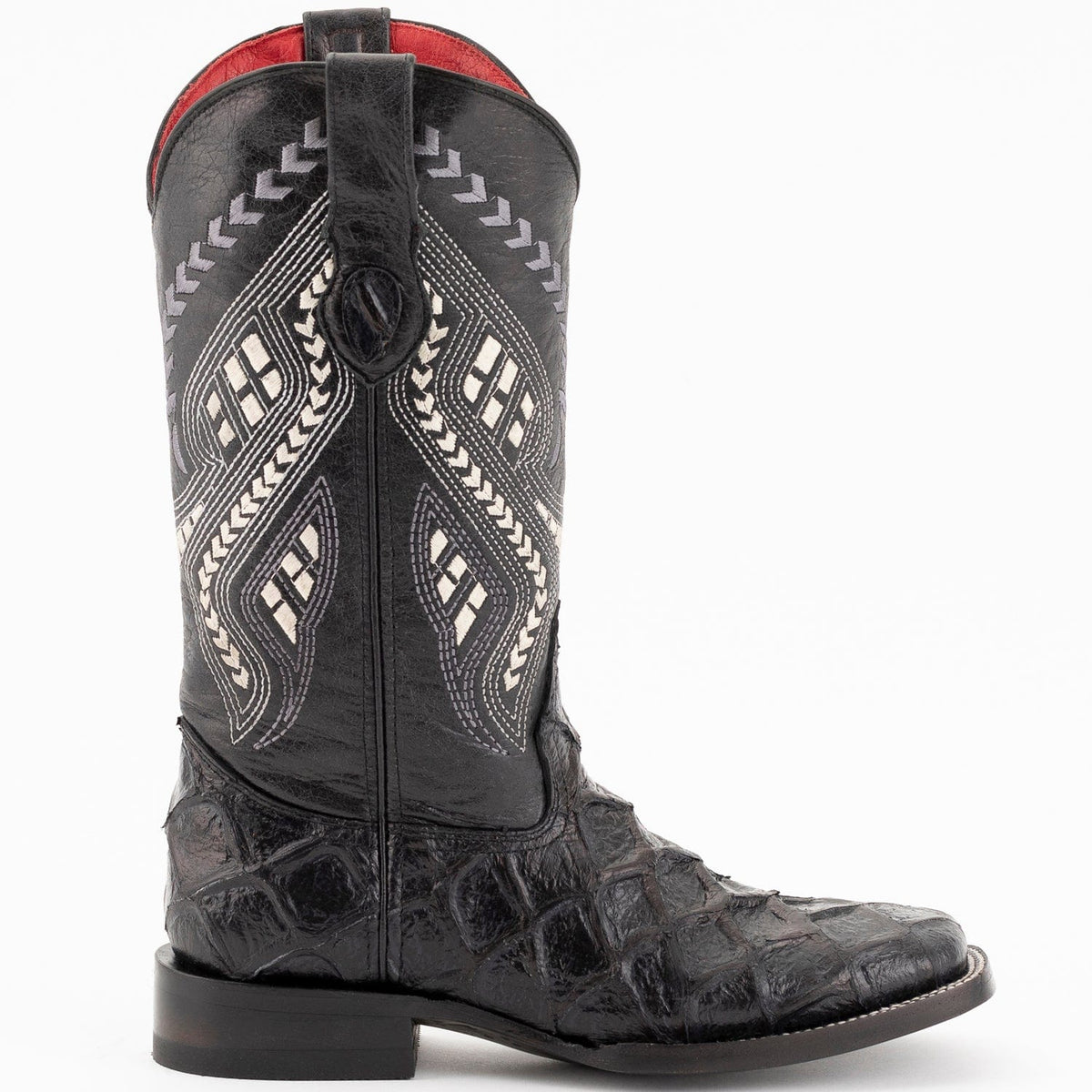 Ferrini Boots Boots Ferrini Women&#39;s Bronco Square Toe Boots Pirarucu Fish Print - Black  9339304