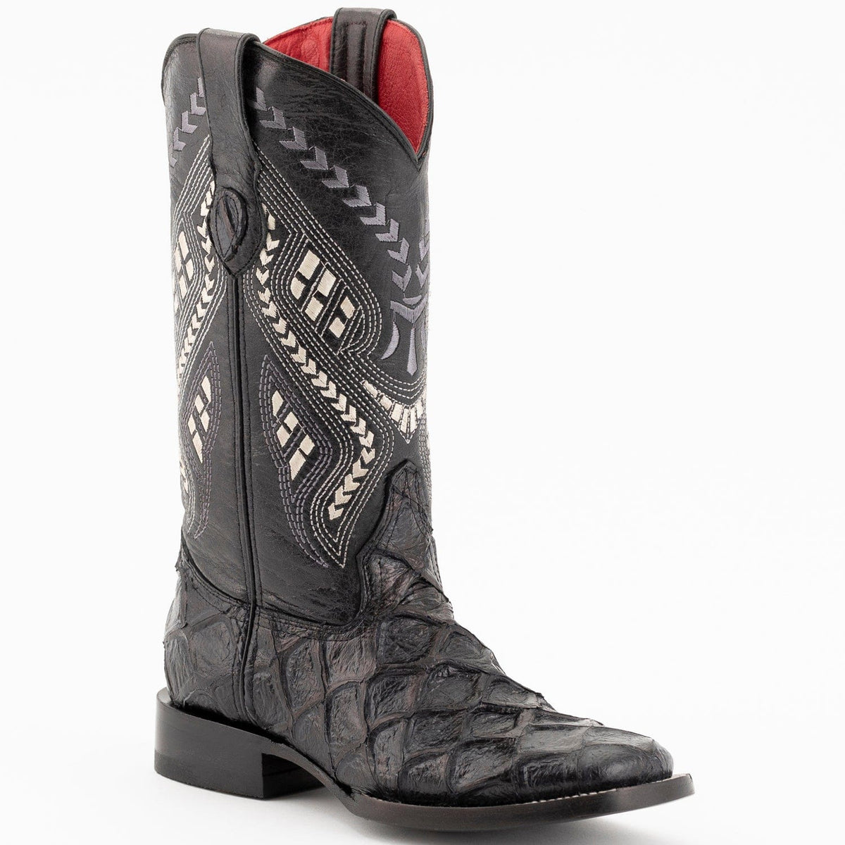 Ferrini Boots Boots Ferrini Women&#39;s Bronco Square Toe Boots Pirarucu Fish Print - Black  9339304