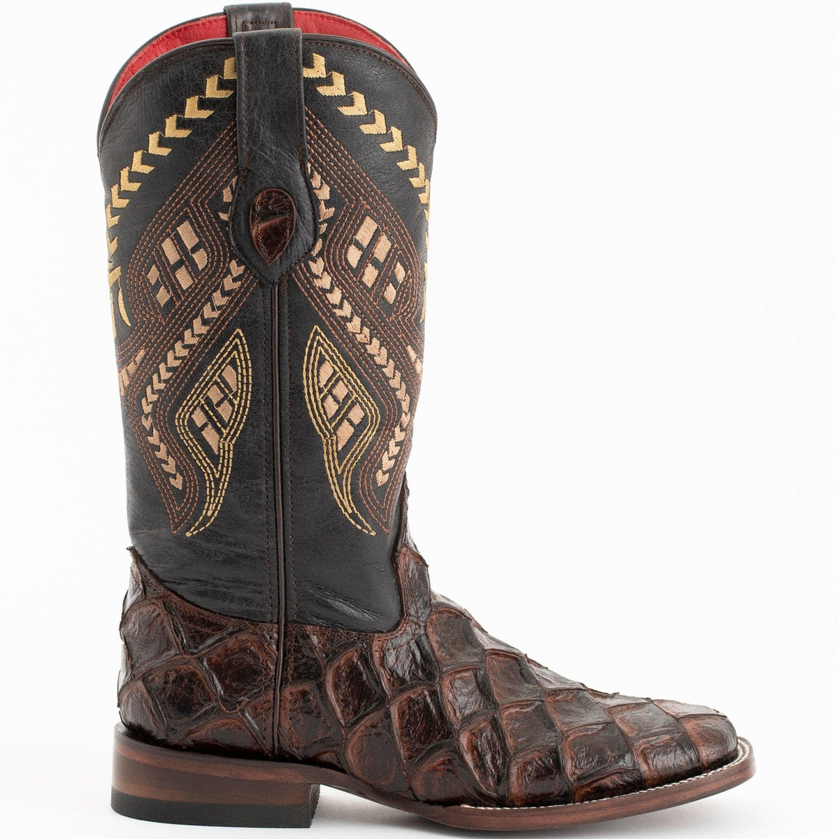 Ferrini Boots Boots Ferrini Women&#39;s Bronco Square Toe Boots Pirarucu Fish Print - Chocolate 9339309