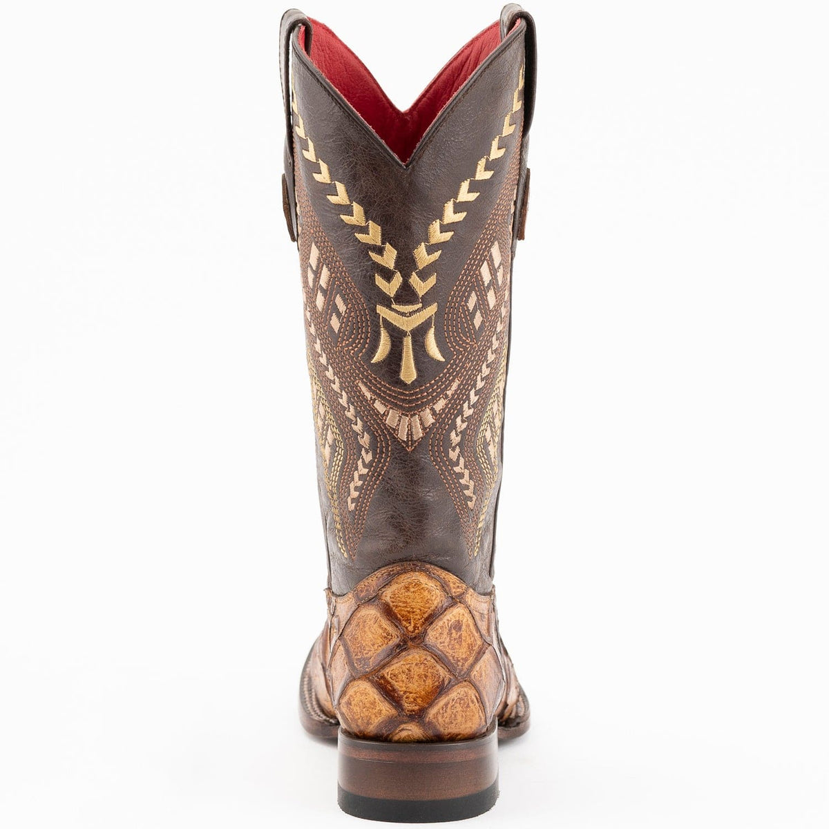 Ferrini Boots Boots Ferrini Women&#39;s Bronco Square Toe Boots Pirarucu Fish Print - Cognac  9339361