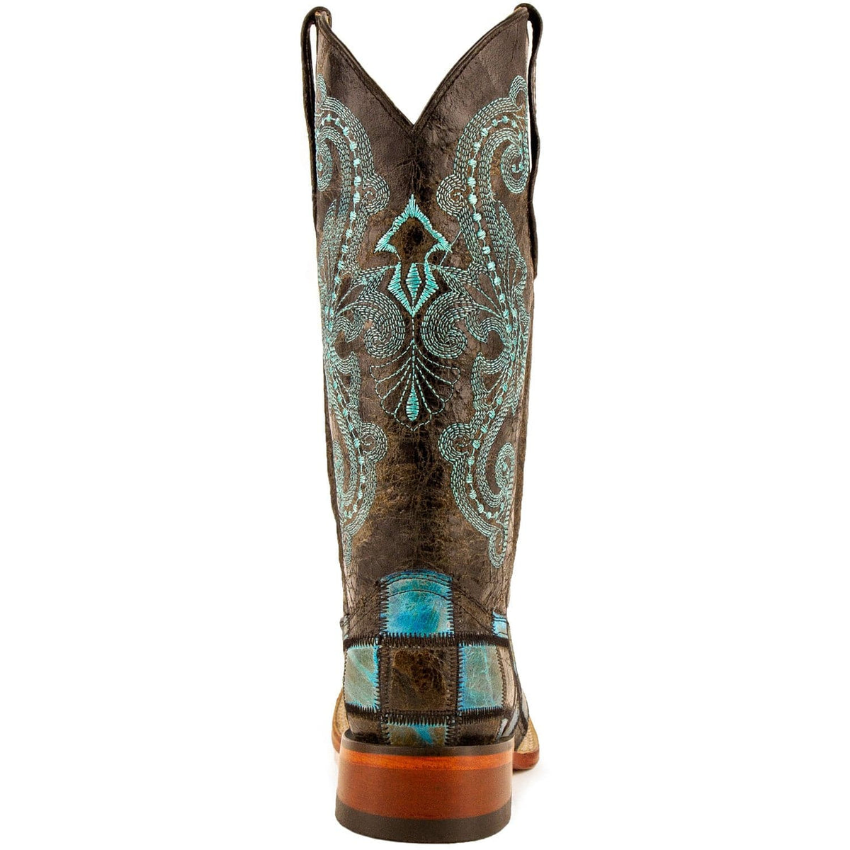 Ferrini Boots Boots Ferrini Women&#39;s Patchwork Square Toe Boots Handcrafted - Black/Teal  8139350