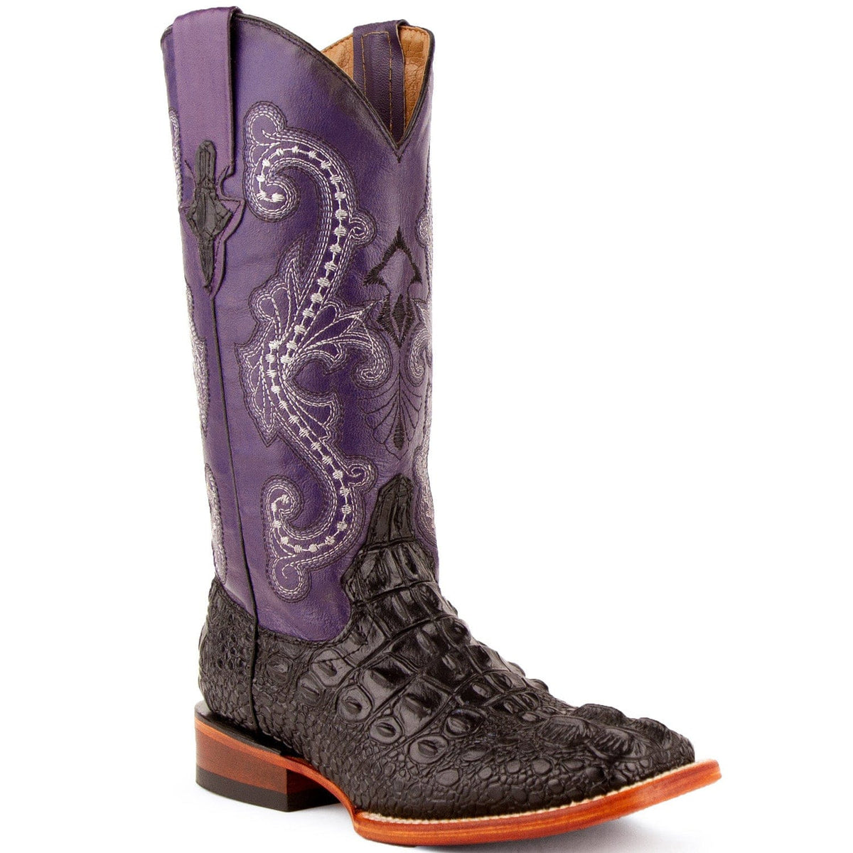 Ferrini Boots Boots Ferrini Women&#39;s Rancher Square Toe Boots Crocodile Print - Black/Purple 9049304