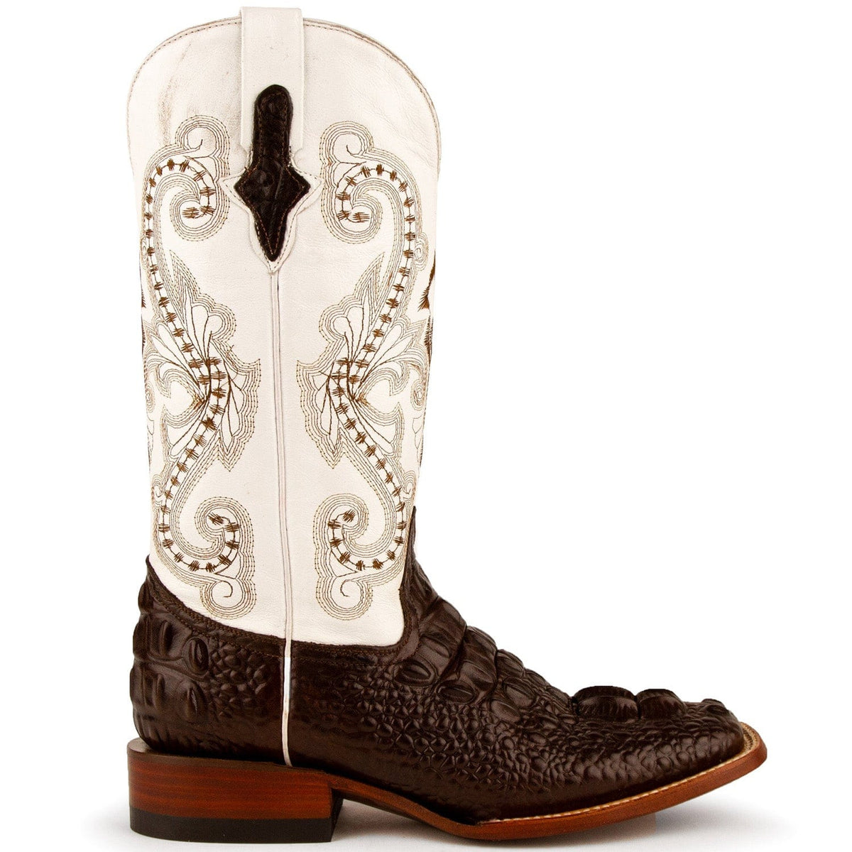 Ferrini Boots Boots Ferrini Women&#39;s Rancher Square Toe Boots Crocodile Print - Chocolate/White  9049309