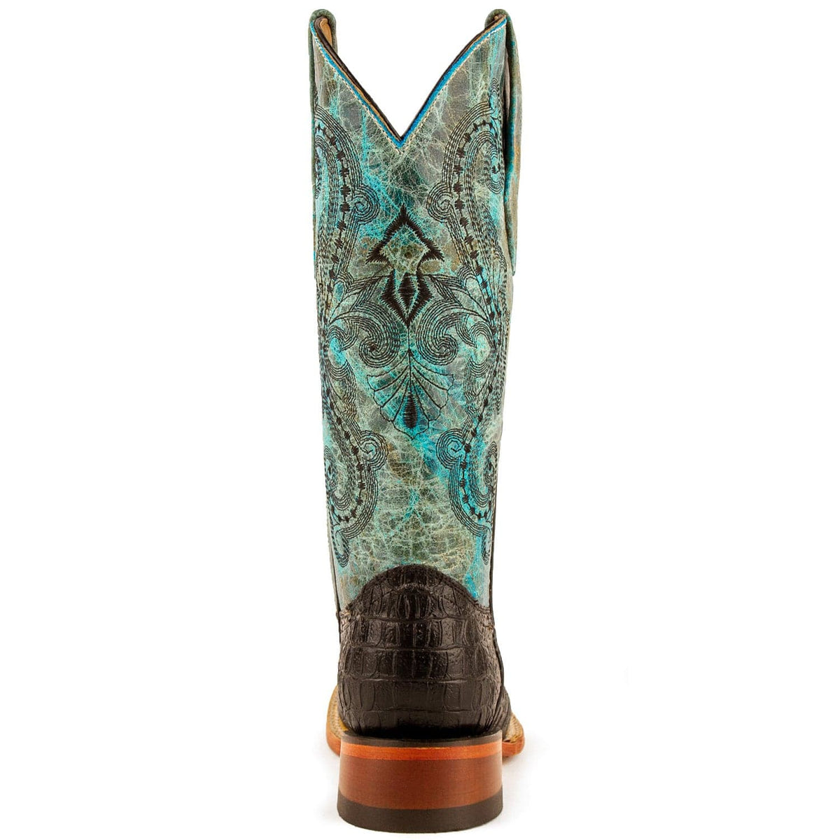 Ferrini Boots Boots Ferrini Women&#39;s Stampede Square Toe Boots Crocodile Print - Black/Teal  9039350