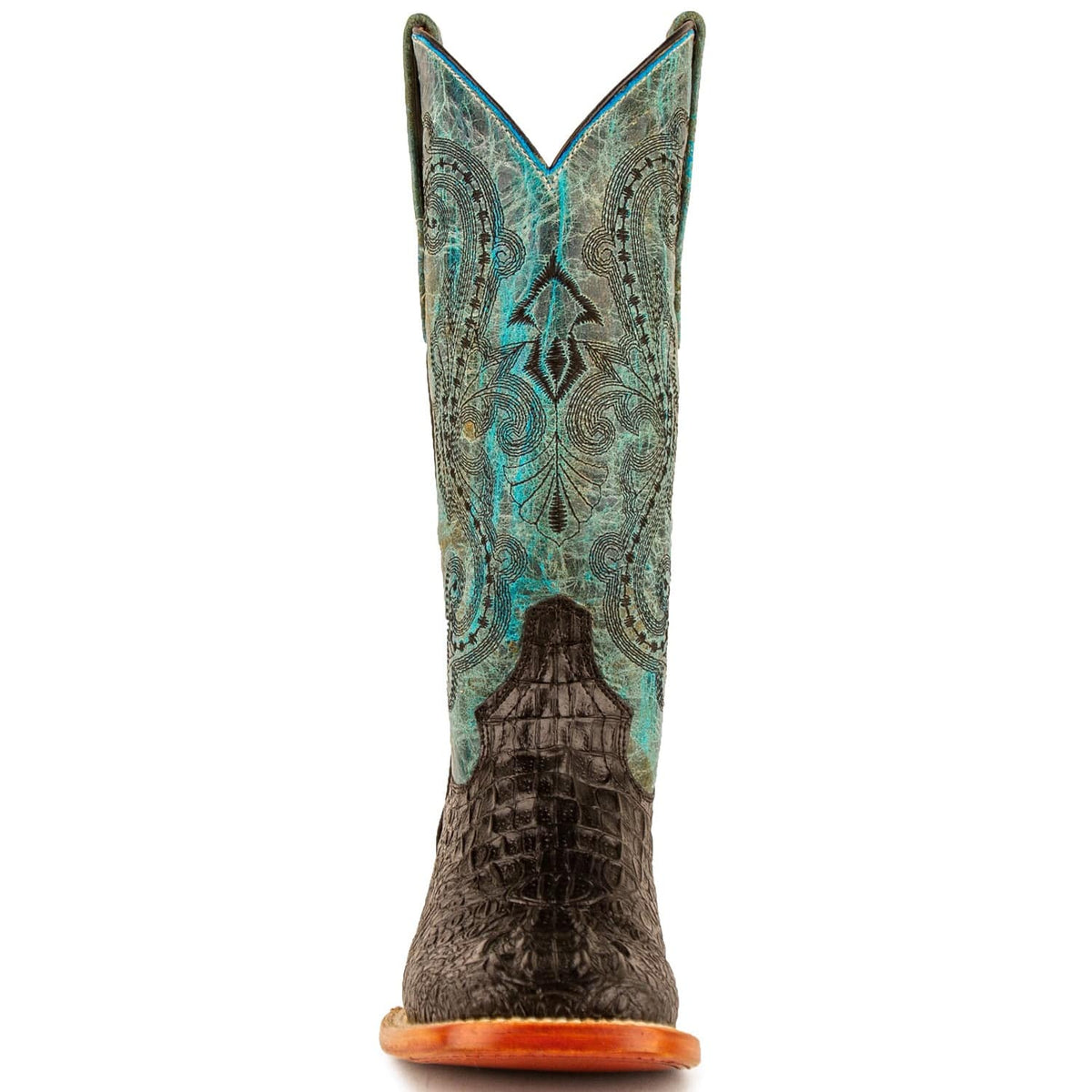 Ferrini Boots Boots Ferrini Women&#39;s Stampede Square Toe Boots Crocodile Print - Black/Teal  9039350