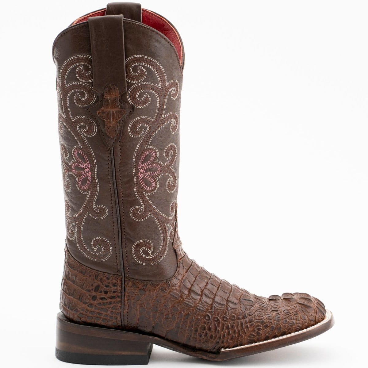 Ferrini Boots Boots Ferrini Women&#39;s Stampede Square Toe Boots Crocodile Print - Rust Brown 9039323