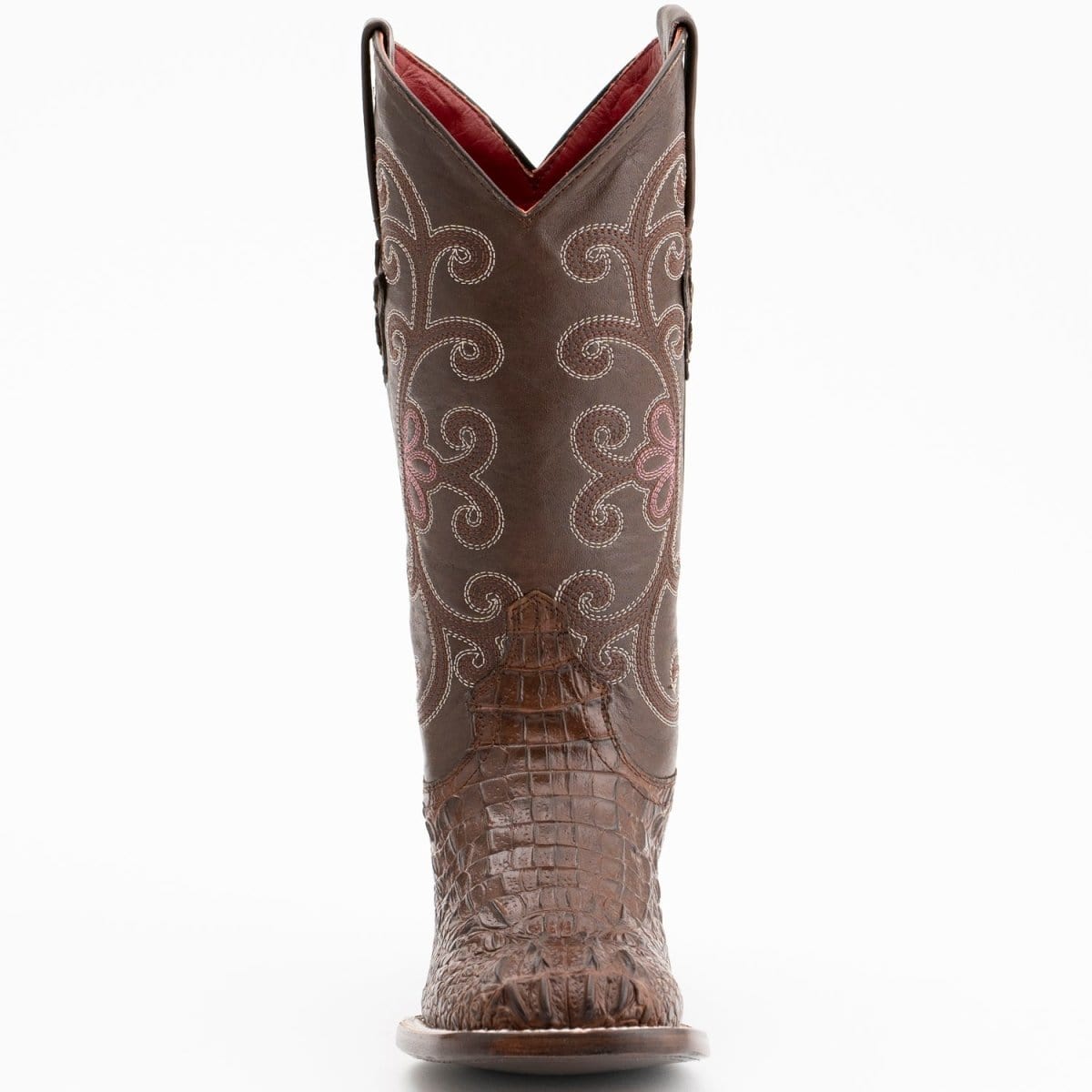 Ferrini Boots Boots Ferrini Women&#39;s Stampede Square Toe Boots Crocodile Print - Rust Brown 9039323