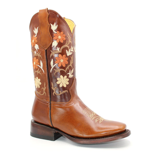 Hooch Boots Boots Honey / 5 Women Wide Square Toe Brown Leather Boots H227207