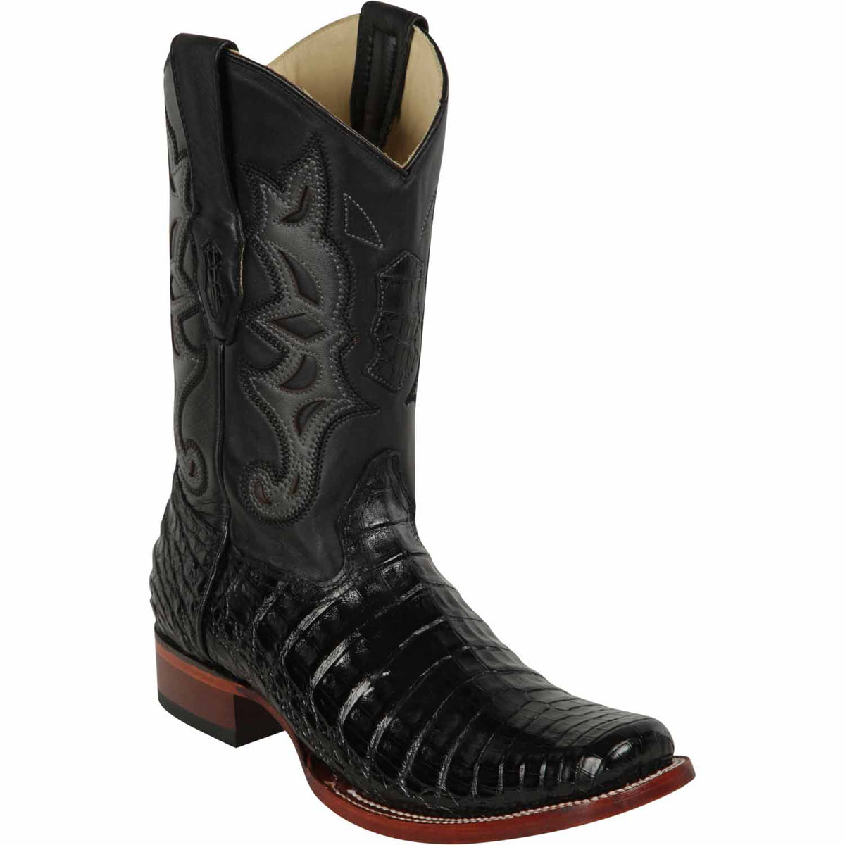 King Exotic Leather Cowboy Boots Men&#39;s Los Altos Caiman Belly Rodeo Square Toe Boots 812T8205