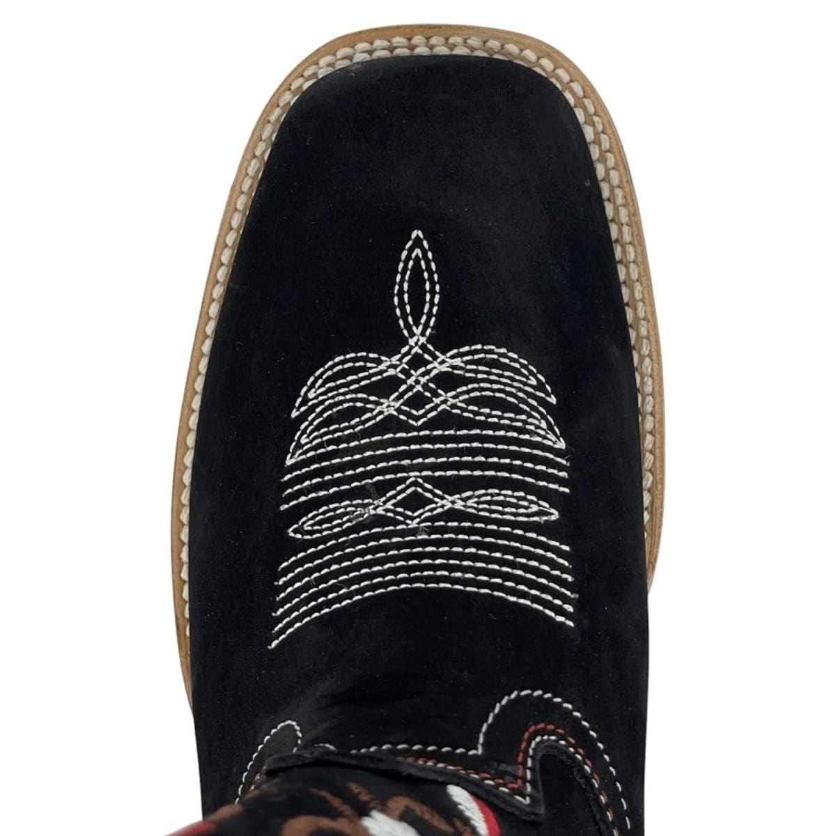 La Carreta Boots Botas de Gamuza para Dama Color Negro con Rosas Rojas  LC-103