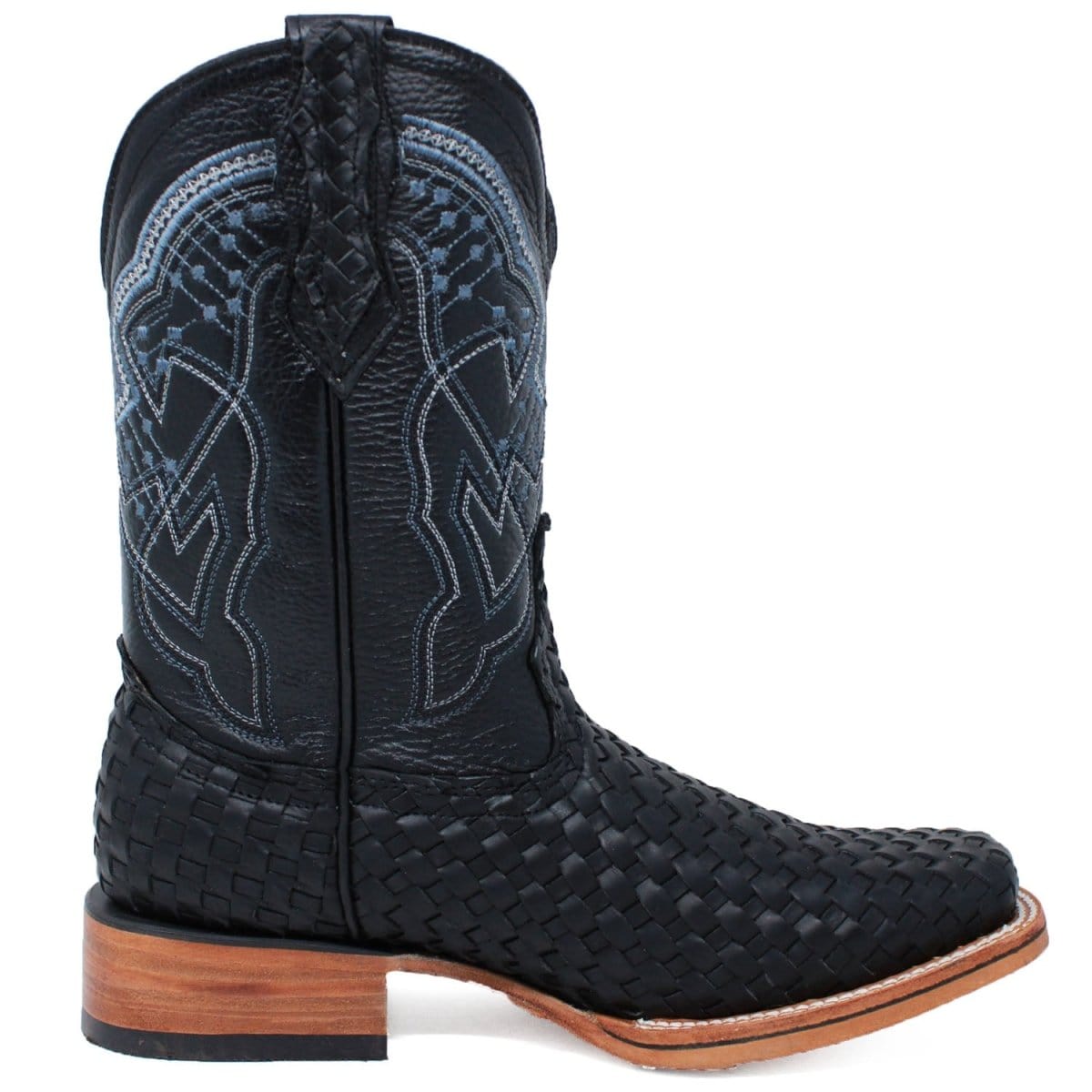 La Carreta Boots Men&#39;s Petatillo Woven Bulldog Square Toe Boots - Black