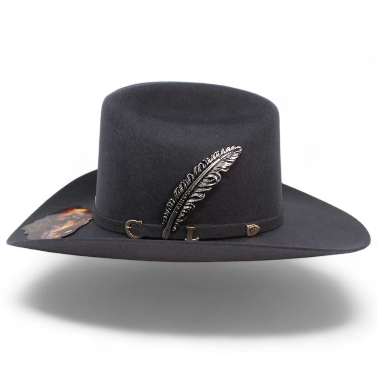 Laredo Hats Hats Official Carin Leon Cowboy Felt Hat with Silver Feather Oxford Gray