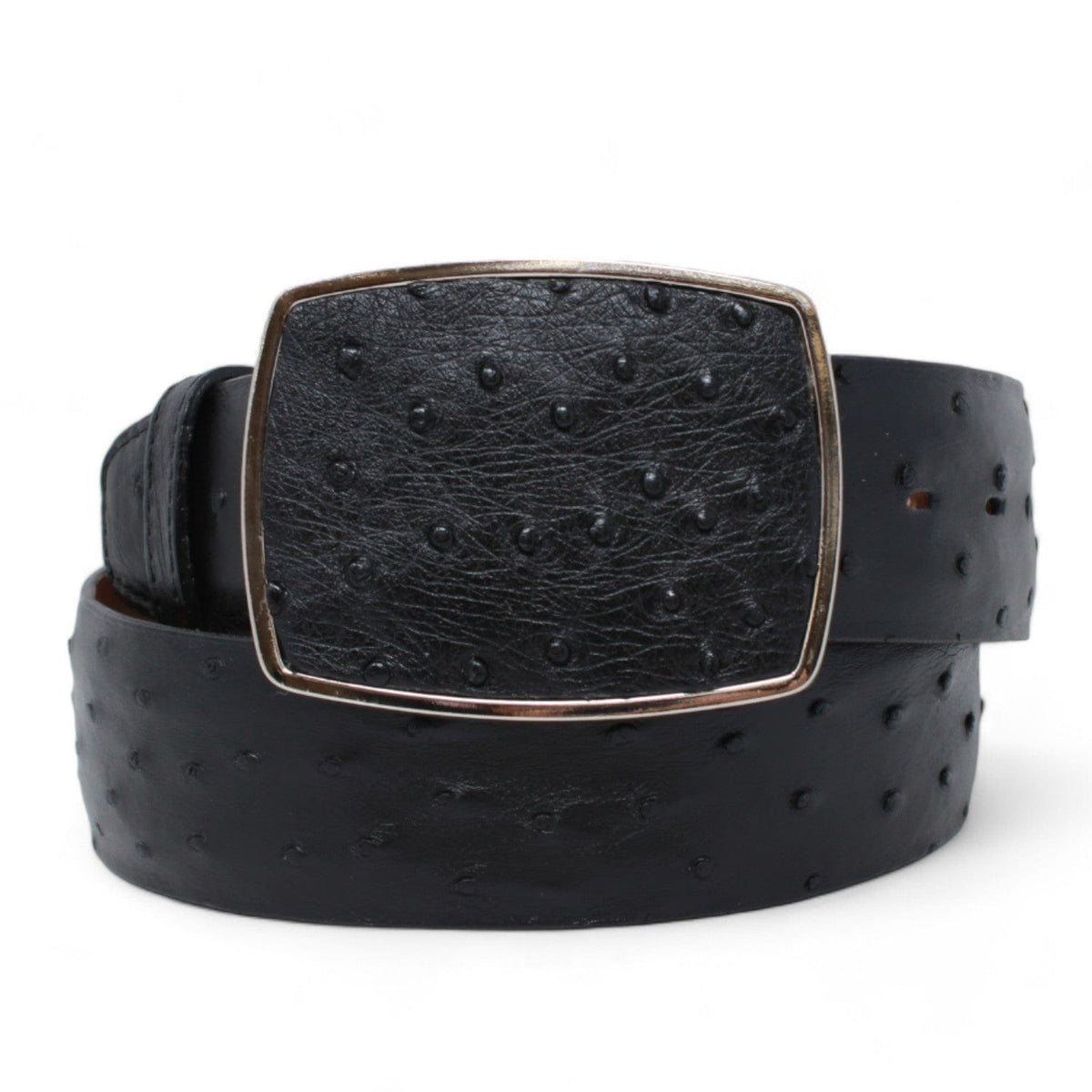 Los Altos Boots Belts Black / 32 Men&#39;s Los altos Ostrich Cowboy Belt