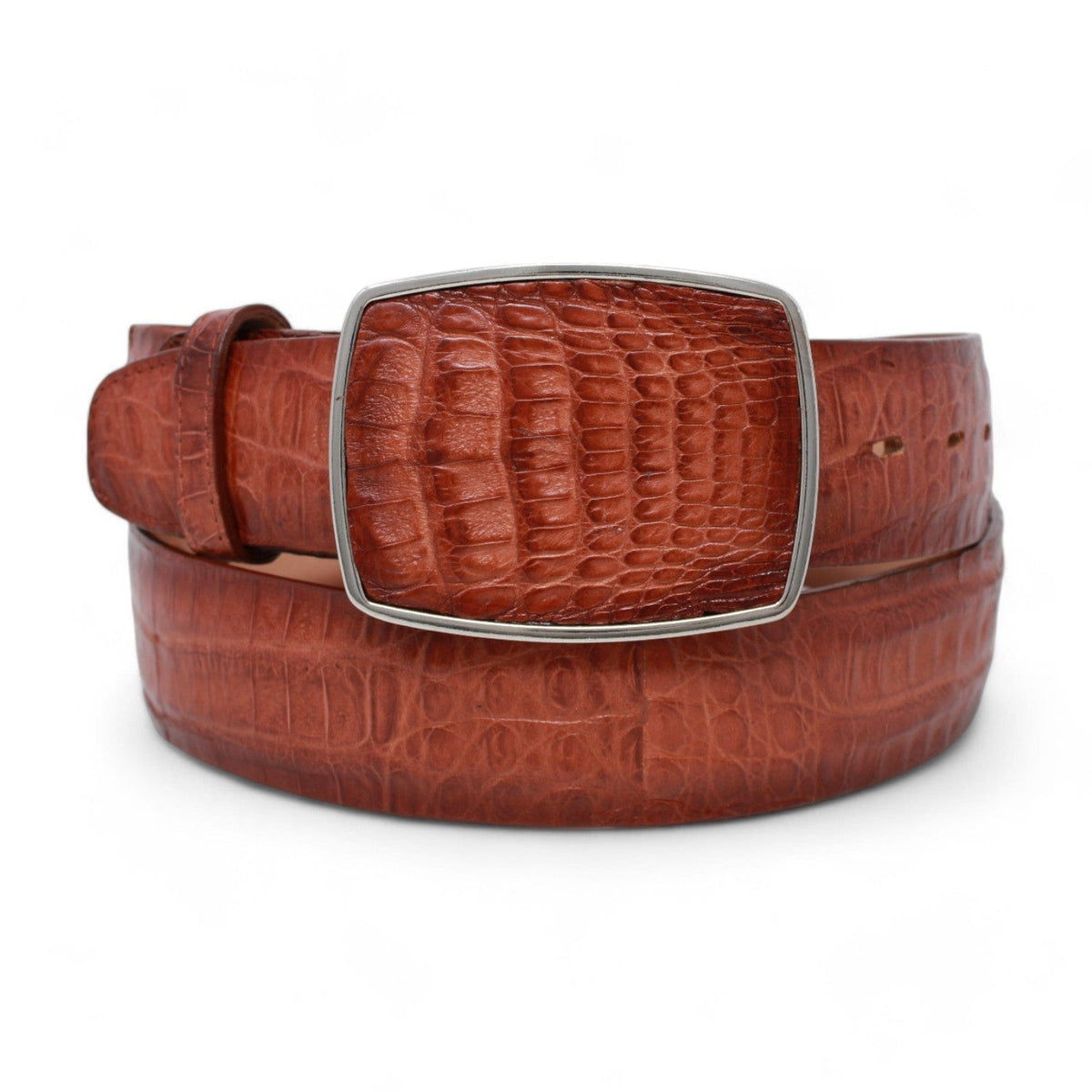 Los Altos Boots Belts Cognac / 32 Men&#39;s Los altos Caiman Belly Cowboy Belt C11A8257