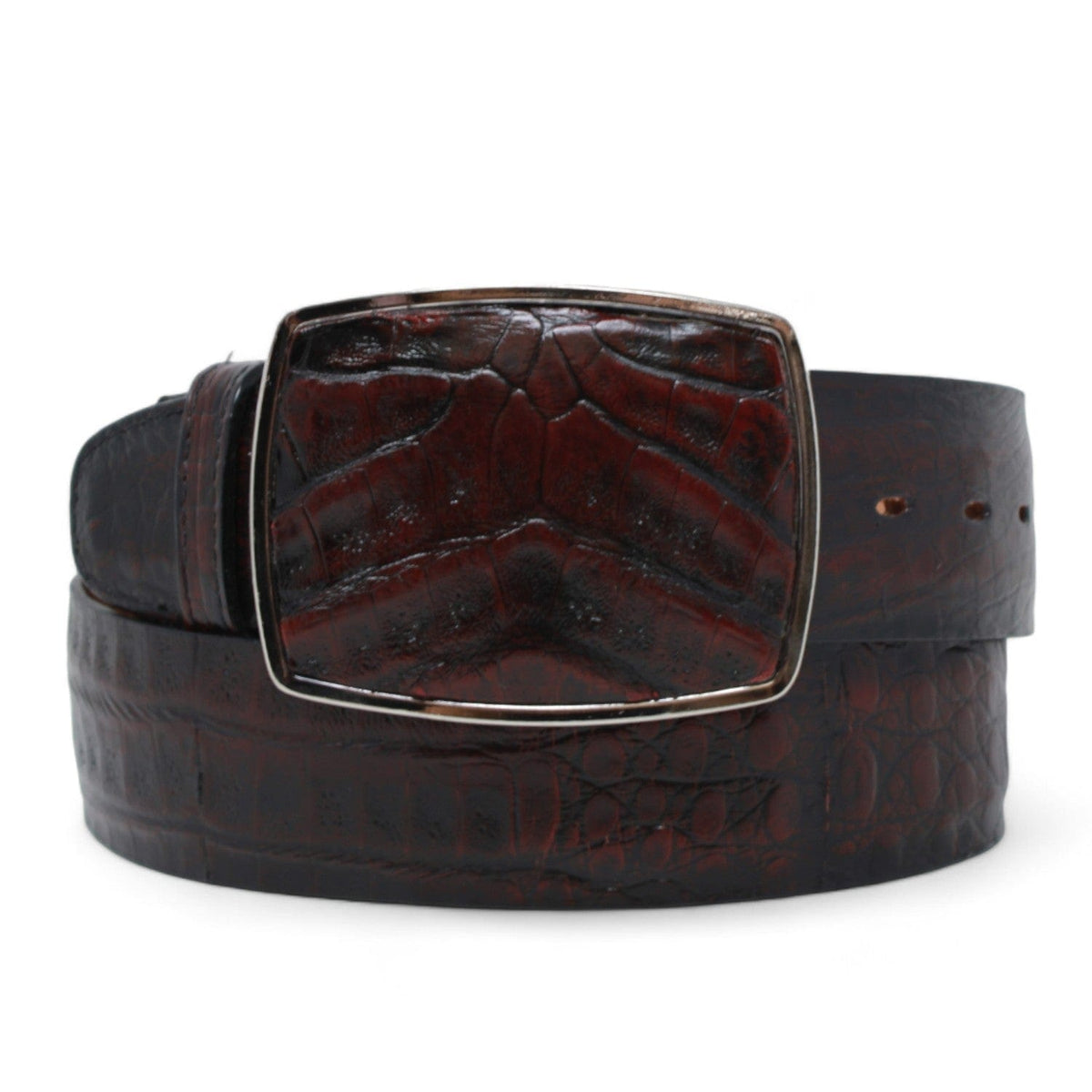 Los Altos Boots Belts Men&#39;s Los altos Caiman Belly Cowboy Belt Black Cherry