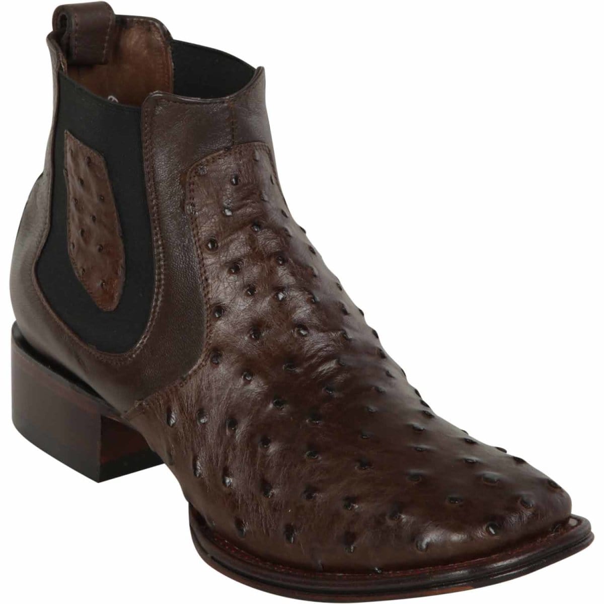 Los Altos Boots Boots Los Altos Men&#39;s Wide Square Toe Ostrich Short Boots - Brown 82BV0359