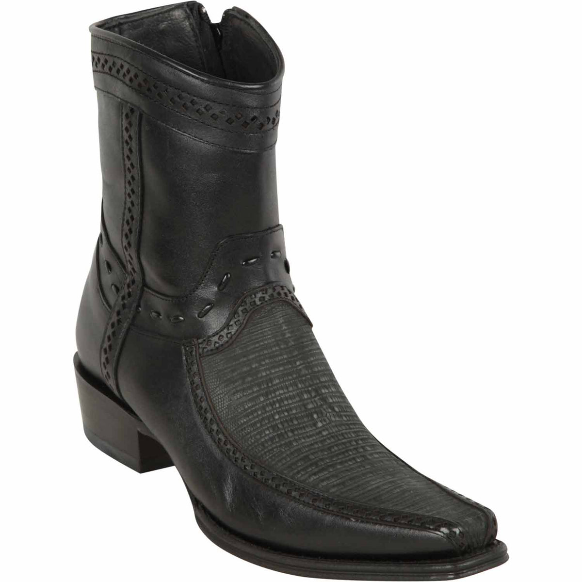 Los Altos Boots Boots Men&#39;s Los Altos Lizard and Deer Skin European Toe Short Boot 76BF0774