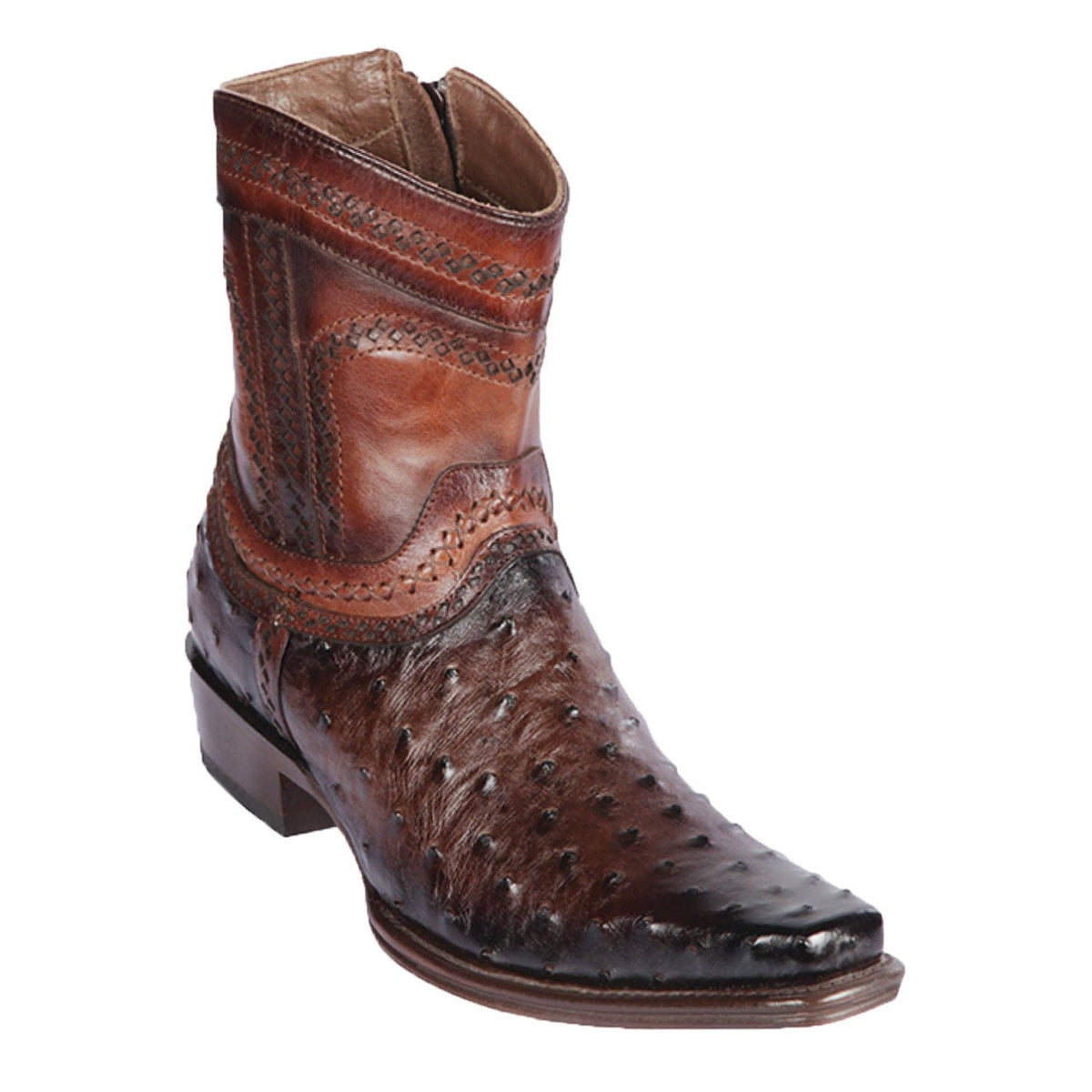 Los Altos Boots Boots Men&#39;s Los Altos Original Ostrich Skin European Toe Short Boot 76B0316