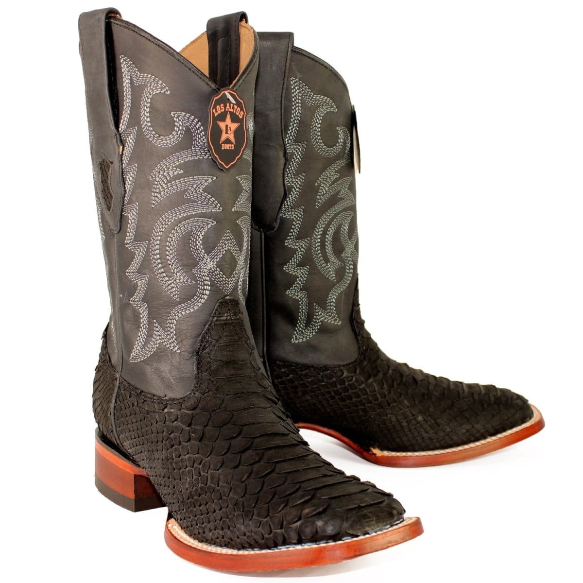 Los Altos Boots Boots Men&#39;s Los Altos Python Skin Wide Square Toe Boot 822N5705