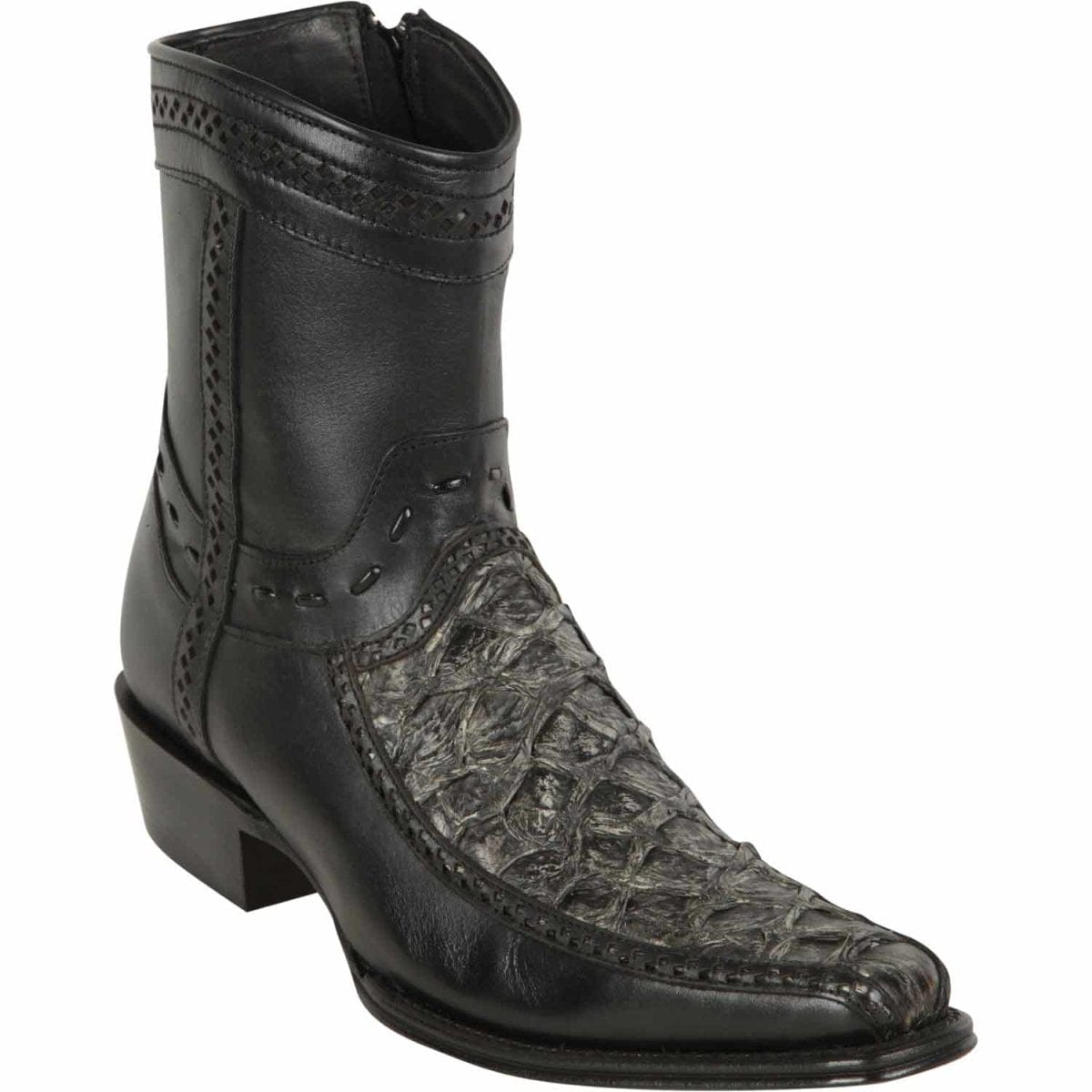 Los Altos Boots Boots Rustic Black / 6 Los Altos Men&#39;s Original Monster Fish Skin European Toe Short Boots - Rustic Black LAB-76BF1081