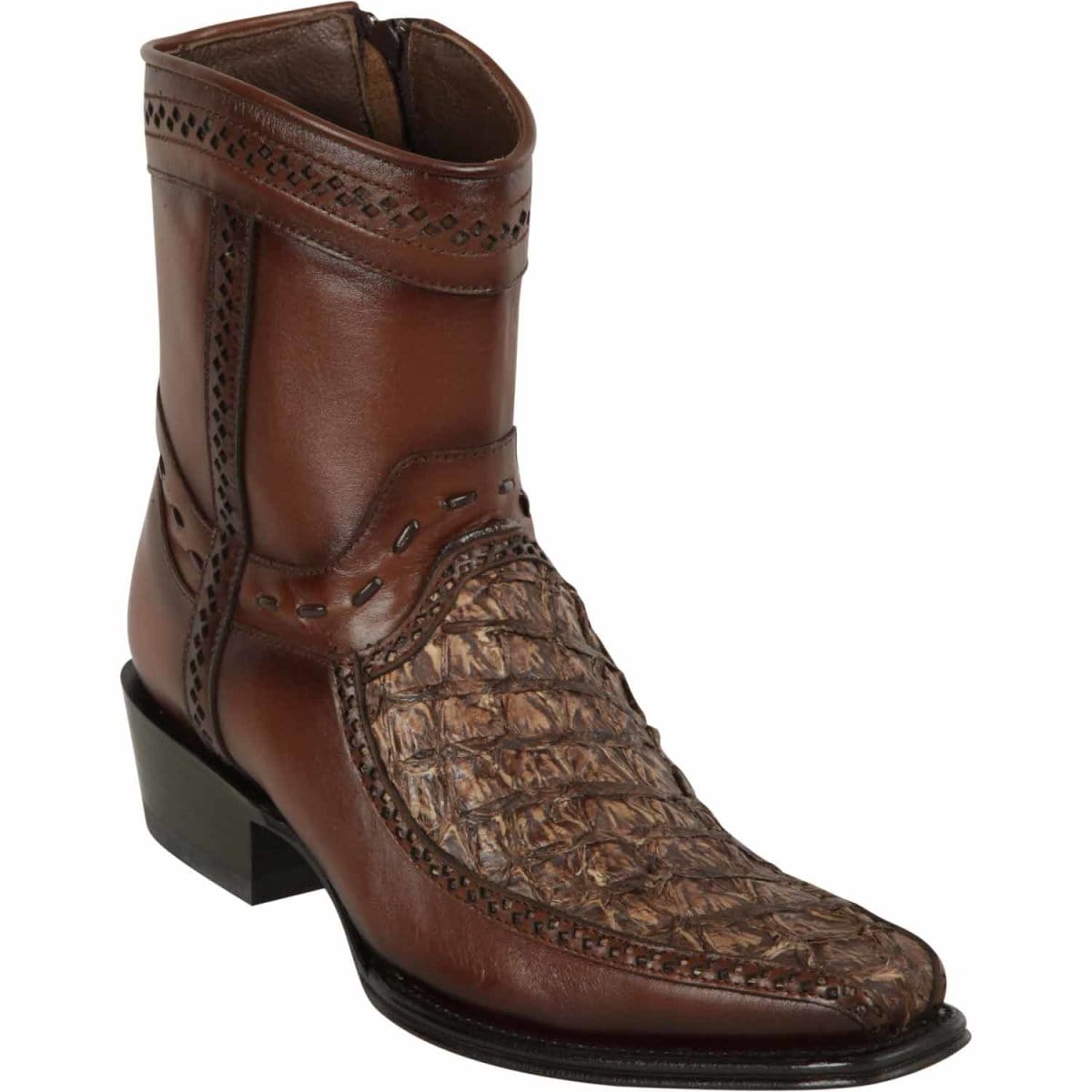 Los Altos Boots Boots Rustic Brown / 6 Los Altos Men&#39;s Original Monster Fish Skin European Toe Short Boots - Rustic Brown LAB-76BF1085