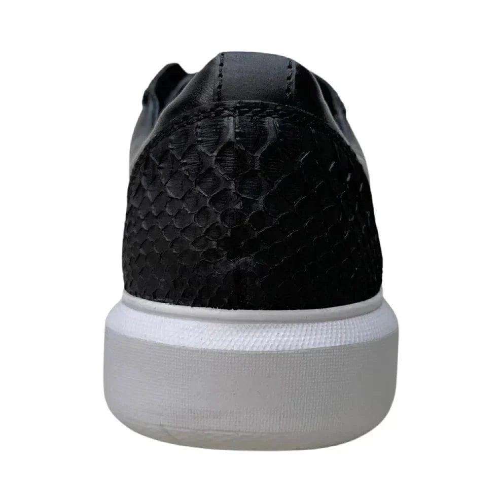 Los Altos Boots Shoes Men's Genuine Full Python Skin Sneakers - Black LAB-ZSM025705