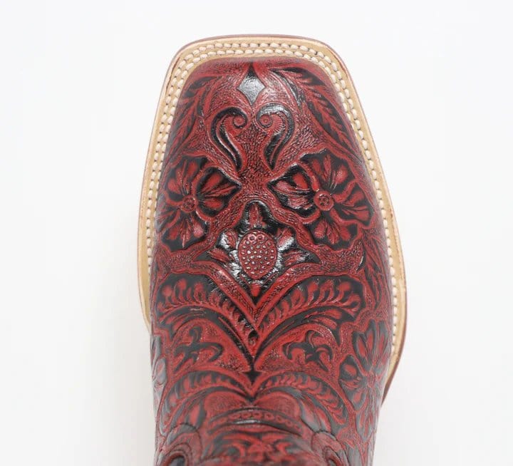 Tanner Mark Boots Boots 5 Tanner Mark Women&#39;s &#39;Rebecca&quot; Hand Tooled Square Toe Leather Boots Red TML207065