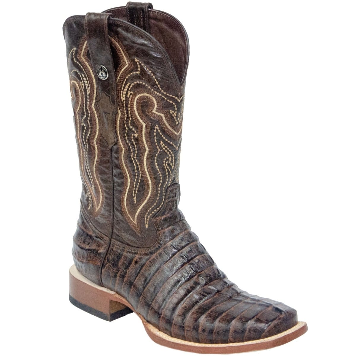 Tanner Mark Boots Boots 6.5 Tanner Mark Men&#39;s Marshall Print Caiman Tail Square Toe Boots Brown TM201704