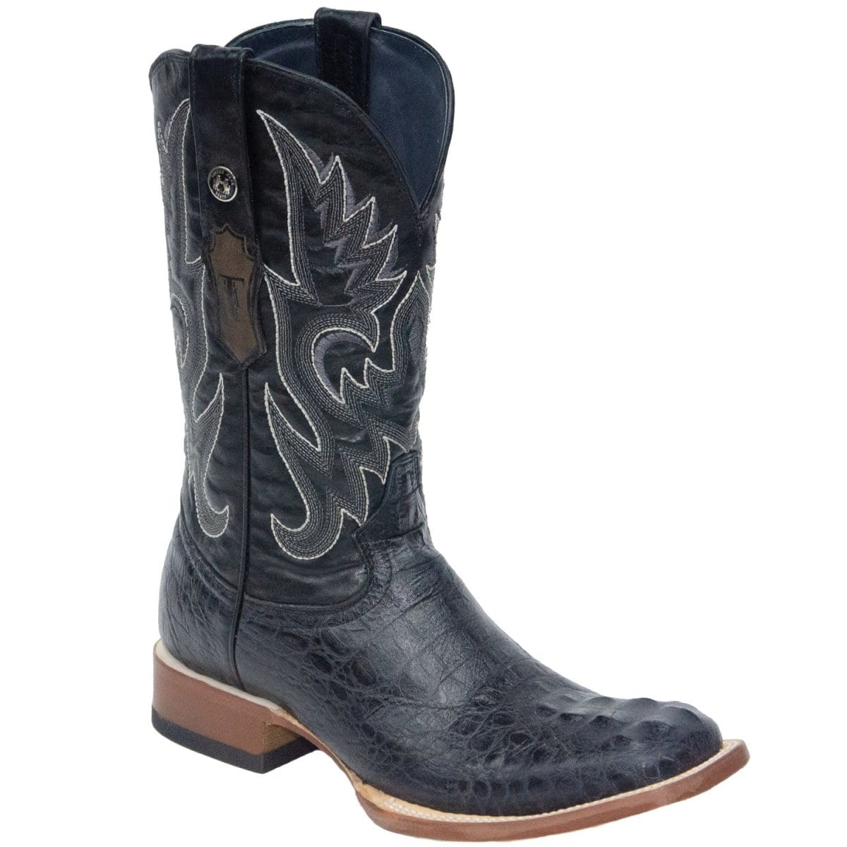 Tanner Mark Boots Boots 6.5 Tanner Mark Men&#39;s Print Caiman Hornback Square Toe Boots Black TM201702